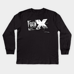 Gen X - Raised on Hose Water and Neglect / black tee Kids Long Sleeve T-Shirt